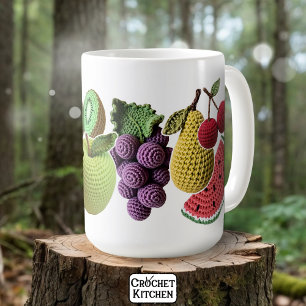 Fun Playful Crochet Fruit Collage Scrapbook Coffee Mug