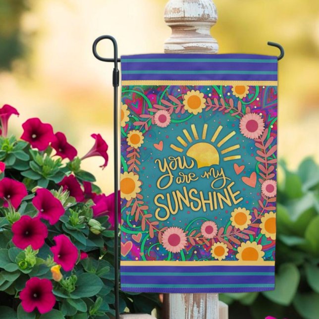 Fun Playful Floral Sunshine Stripe Inspirivity Garden Flag (Creator Uploaded)