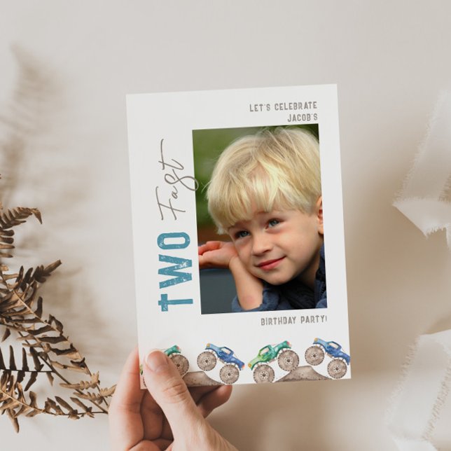 Fun Playful Monster Trucks Photo Invitation (Creator Uploaded)
