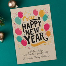 Fun Playful New Year Colorful Balloons Typography