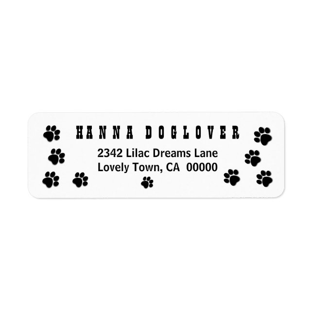Fun Playful Paw Prints for Dog Lover A01C BLACK Label (Front)