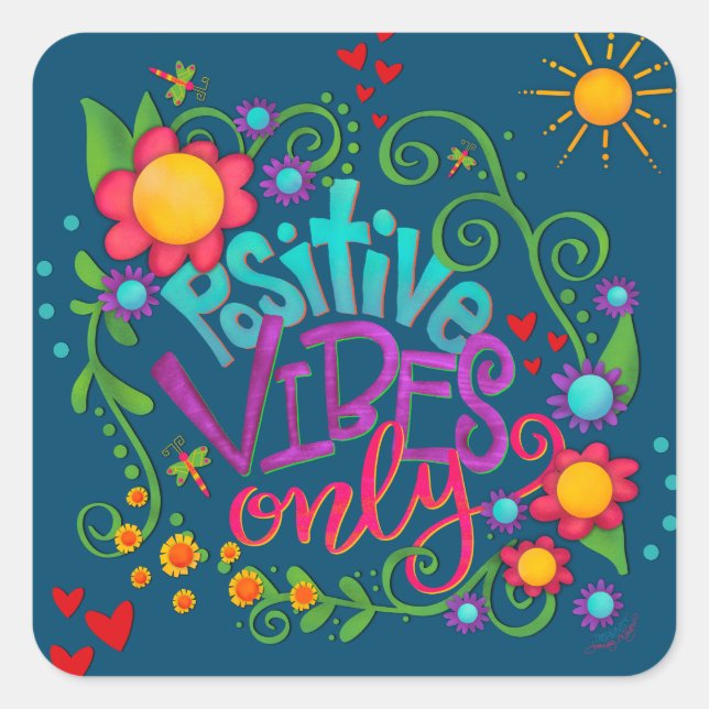 Fun & Playful Positive Vibes Teacher Classroom  Square Sticker (Front)