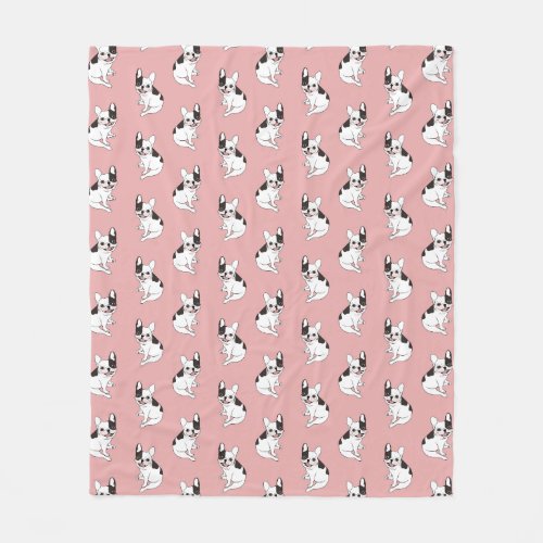 Fun playtime for the Single hooded pied Frenchie Fleece Blanket