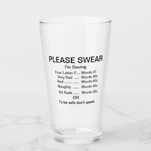 Fun  Please Swear Drinking Glass