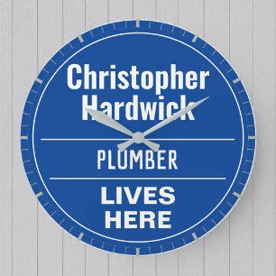 Fun Plumber Wall Plaque Style Large Clock