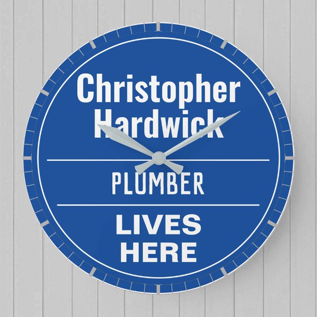 Fun Plumber Wall Plaque Style Large Clock (Creator Uploaded)
