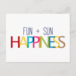 FUN PLUS SUN EQUALS HAPPINESS QUOTES TRUISMS SAYIN POSTCARD