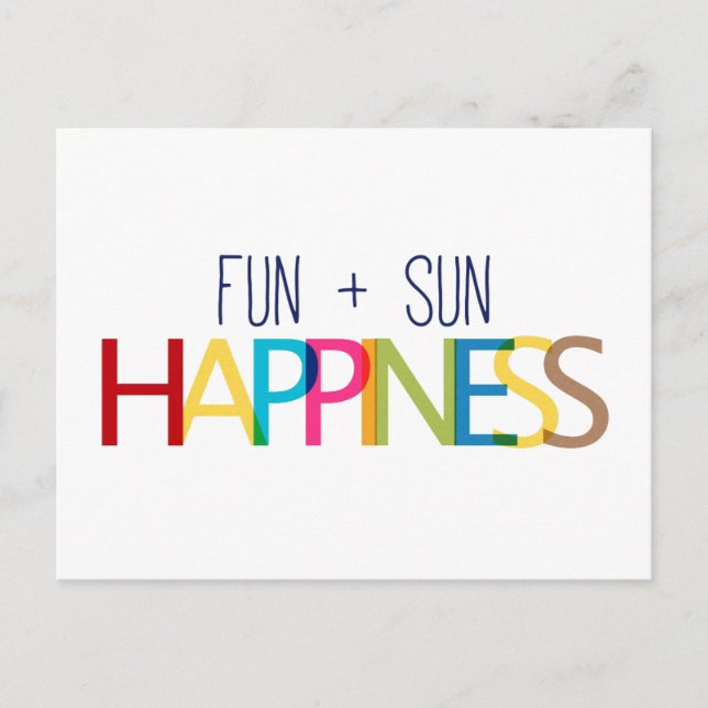 FUN PLUS SUN EQUALS HAPPINESS QUOTES TRUISMS SAYIN POSTCARD (Front)