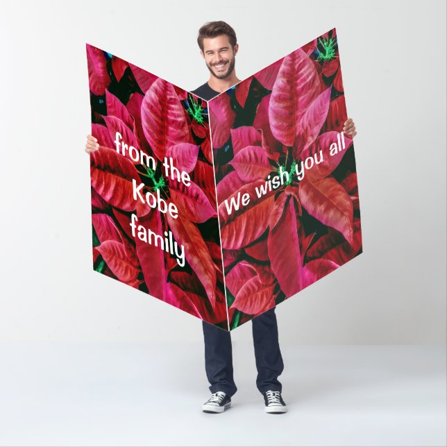 Fun Poinsettia Design Giant Merry Christmas Card (In Situ)