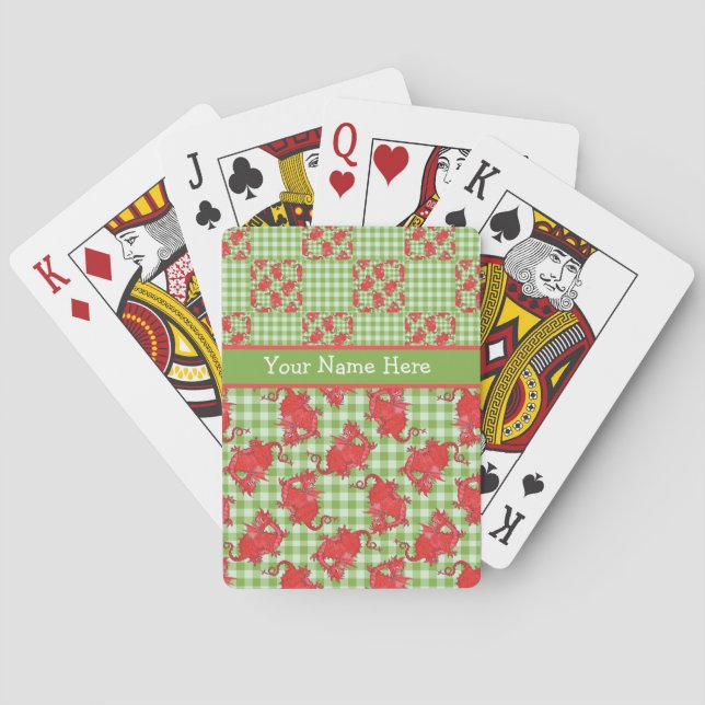 Fun Poker Cards to Personalize: Cute Red Dragons (Back)
