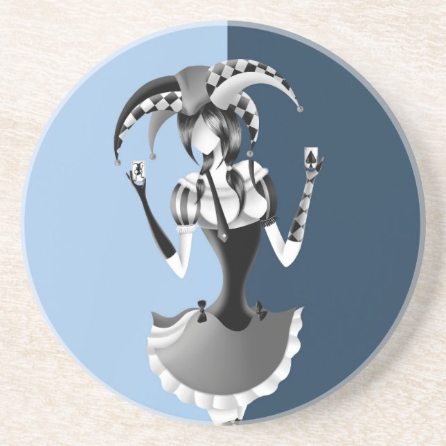 Fun Poker Playing Jester  Coaster (Front)