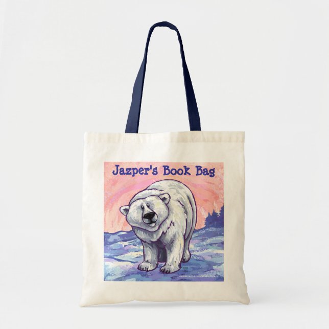 Fun Polar Bear Personalized Book Bag (Front)