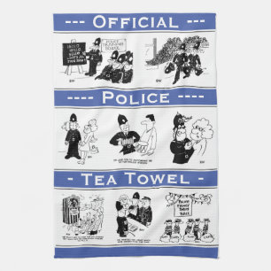 Fun Police Theme Cartoons on Official Kitchen Towel