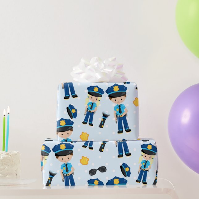Fun policeman pattern party wrapping paper (Party Gifts)