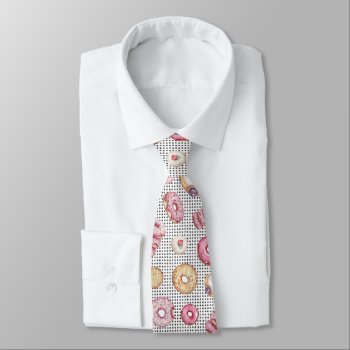 Fun Polka Donut Pattern Dot Print Watercolor Neck Tie by its_sparkle_motion at Zazzle