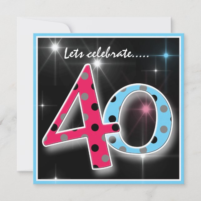 Fun Polka Dot 40th Birthday Party Invitation (Front)