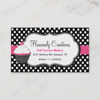 Fun Polka Dot and Cupcake Bakery Business Card