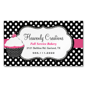 Fun Polka Dot and Cupcake Bakery Shop Magnet