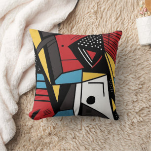 Fun Polka Dot Geometric Cubist Abstract Throw Pillow
