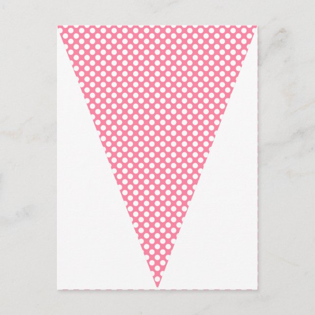 Fun Polka Dot Hot Pink Colorful Flag Bunting Postcard (Front)