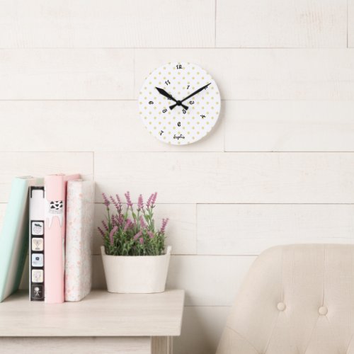 Fun Polka Dot Jumbled Hours Custom Name Room Decor Round Clock