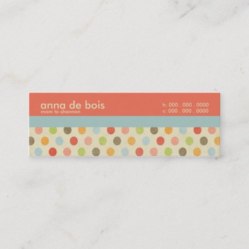 Customizable Fun Polka Dot Mommy Calling Card Business Card Template