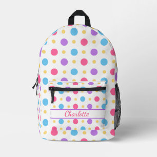 Fun Polka Dot Pink Purple Blue Printed Backpack
