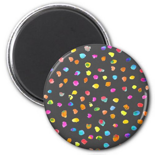Fun polka dot rainbow boho watercolor art magnet