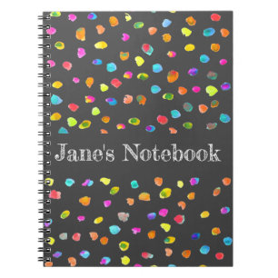 Fun polka dot rainbow boho watercolor art notebook