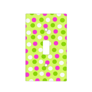 Fun Polka Dots-green white pink Light Switch Cover