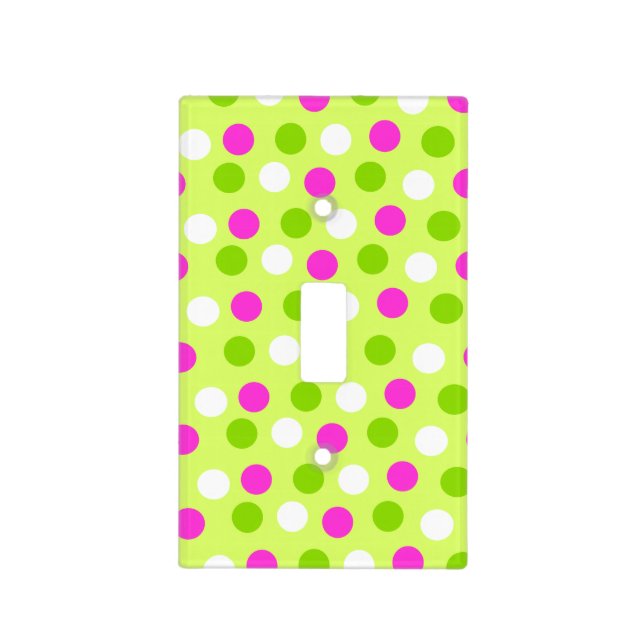 Fun Polka Dots-green white pink Light Switch Cover (Front)