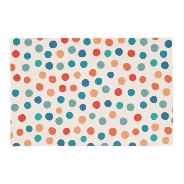 Fun Polka dots kids birthday party paper placemat  (Front)