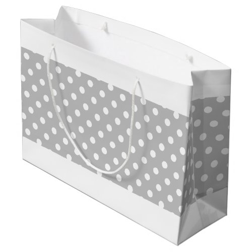 Fun Polka Dots On Light Gray White Border Stripes Large Gift Bag