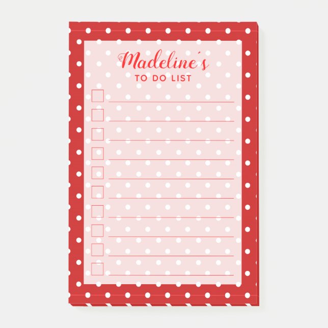 Fun Polka Dots | Personalized To Do List Post-it Notes (Front)