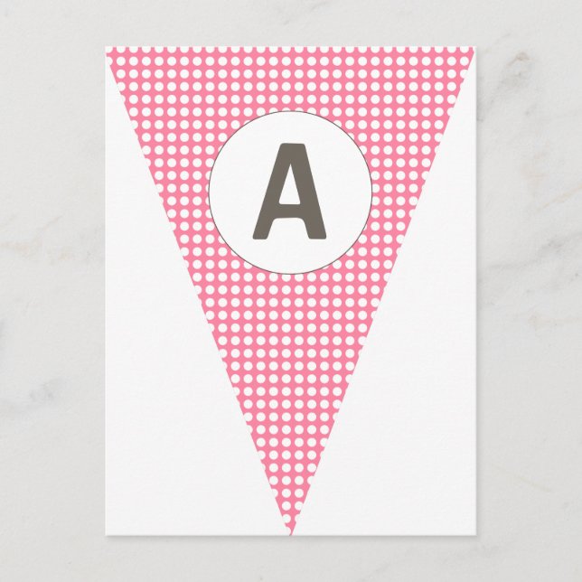 Fun Polkadot Pink Customizable Flag Bunting Postcard (Front)