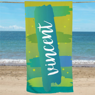 Fun Polyester Green & Blue Beach Towel