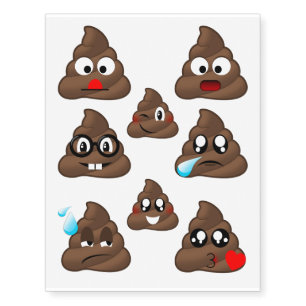 Fun Poo Emoji/ Emoticon Temporary Tattoos