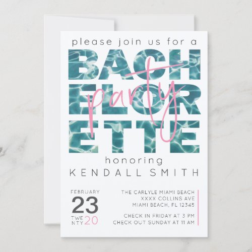 Fun Pool and Tropical Theme Bachelorette Party Invitation