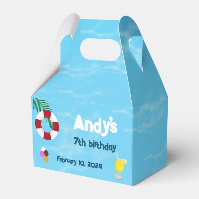 Fun Pool Birthday Party Favor Box (Front Side)