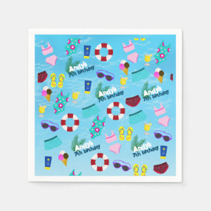 Fun Pool Birthday Party Pattern Napkins