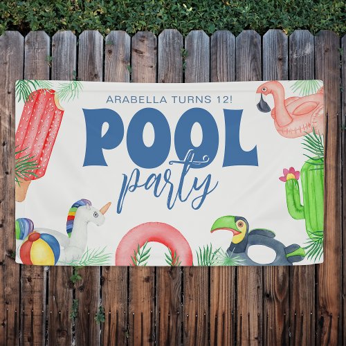 Fun Pool Party  Birthday Banner