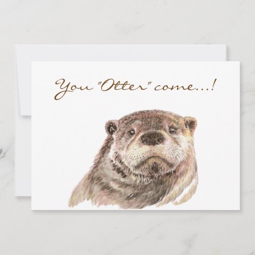 Fun Pool Party Birthday Cute Otters Invite
