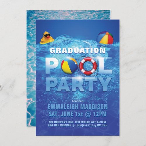 Fun Pool Party Graduation Invitation