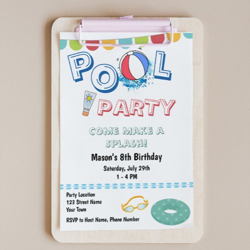 Fun Pool Party Invitation
