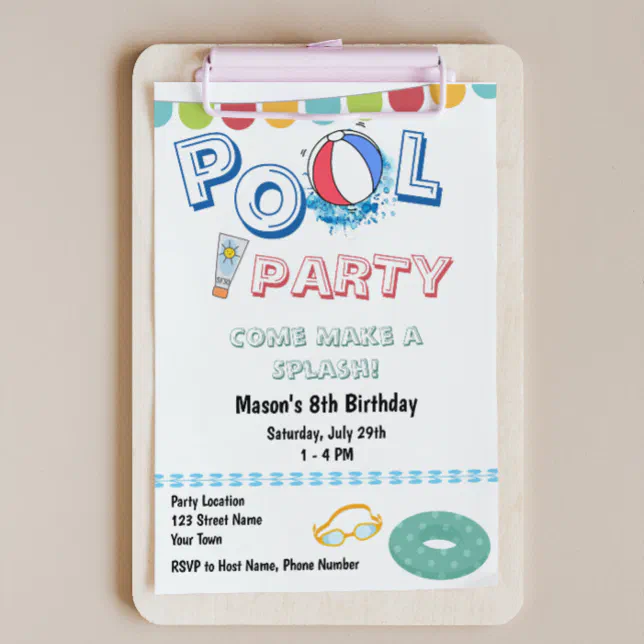 Fun Pool Invitations Fun Pool Party Invitation | Zazzle