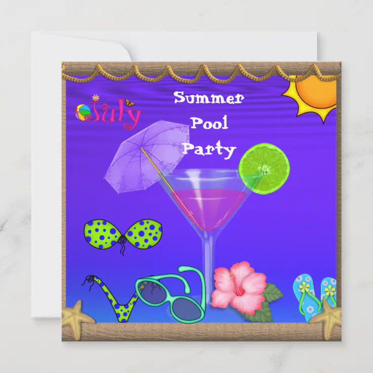 night pool party invitations