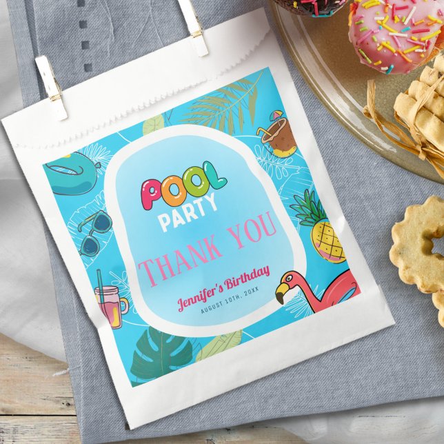 Fun Pool Party | Palm Swimming Bday Thank You Favor Bag (Creator Uploaded)