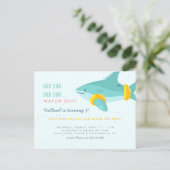 Fun Pool Party Shark Arm Bands Kids Birthday Invitation Postcard (Standing Front)