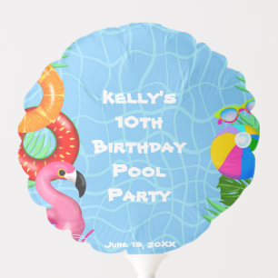Fun Pool Party Swimming Birthday Balloon