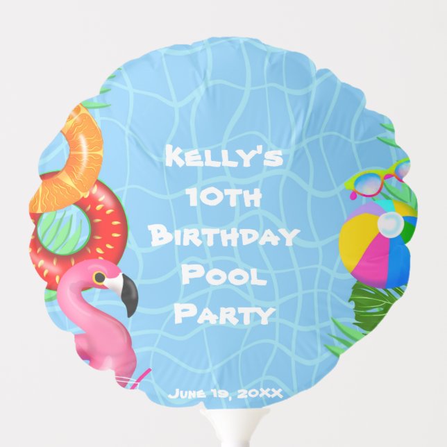 Fun Pool Party Swimming Birthday Balloon (Front)